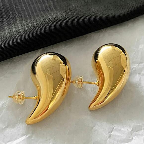 Gold Plated Water Drop Earrings - Picture 6 of 11